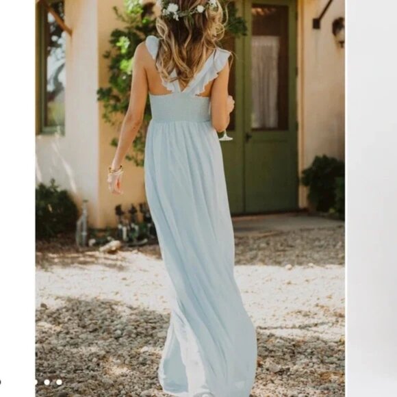 NWT Show Me Your Mumu June Maxi Dress Icy Blue Chiffon (original package ) Sz XL - Picture 2 of 5